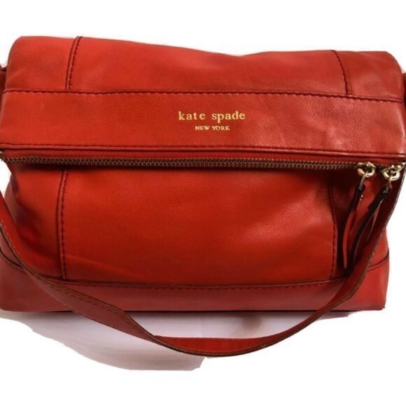 Kate Spade handbag Leather Purse tote red Orange - Picture 10 of 14